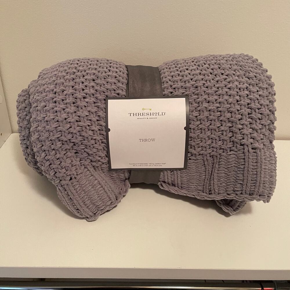Threshold Gray Textured Super Soft Throw Blanket
